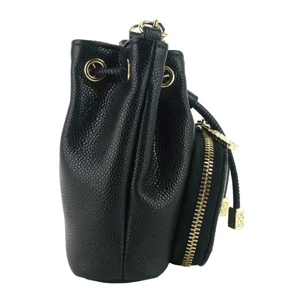 CHANEL Mini CC Black Pocket Caviar Leather Gold Chain & Leather Strap Bucket Bag - Picture 3 of 12